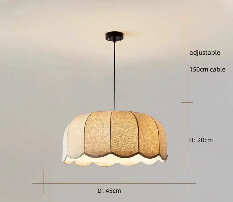 Wabi - Sabi Leinen-LED-Pendelleuchte mit E27-Fassung
