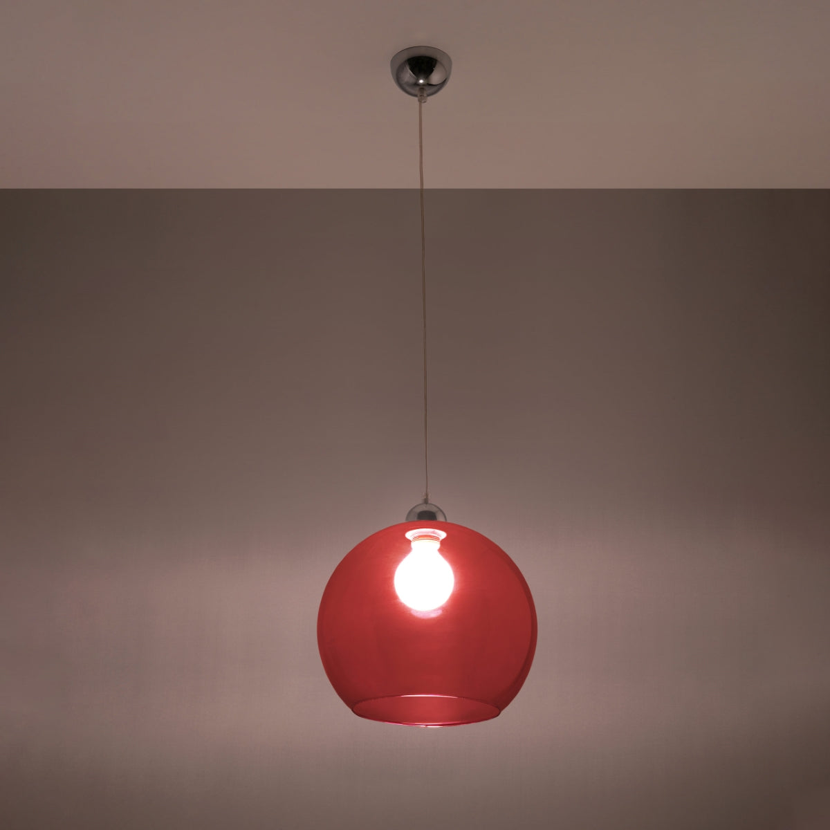 Halona - Rote Glaskugel-Pendelleuchte