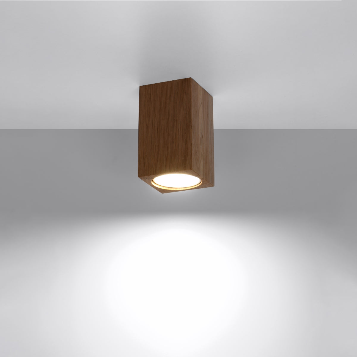 Polara - Eichenholz-Deckenleuchte, 10 cm, quadratisch