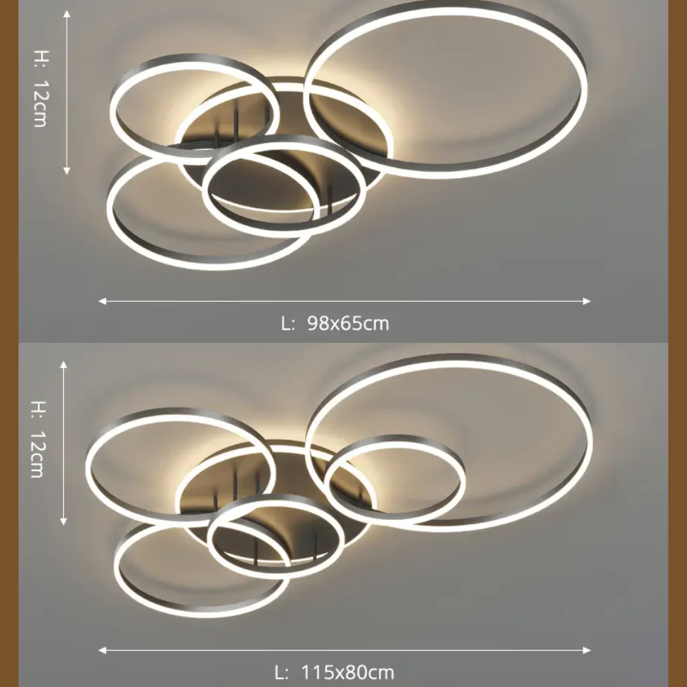 Rondea - Moderne schwarze LED-Deckenleuchte mit 5/6 Ringen