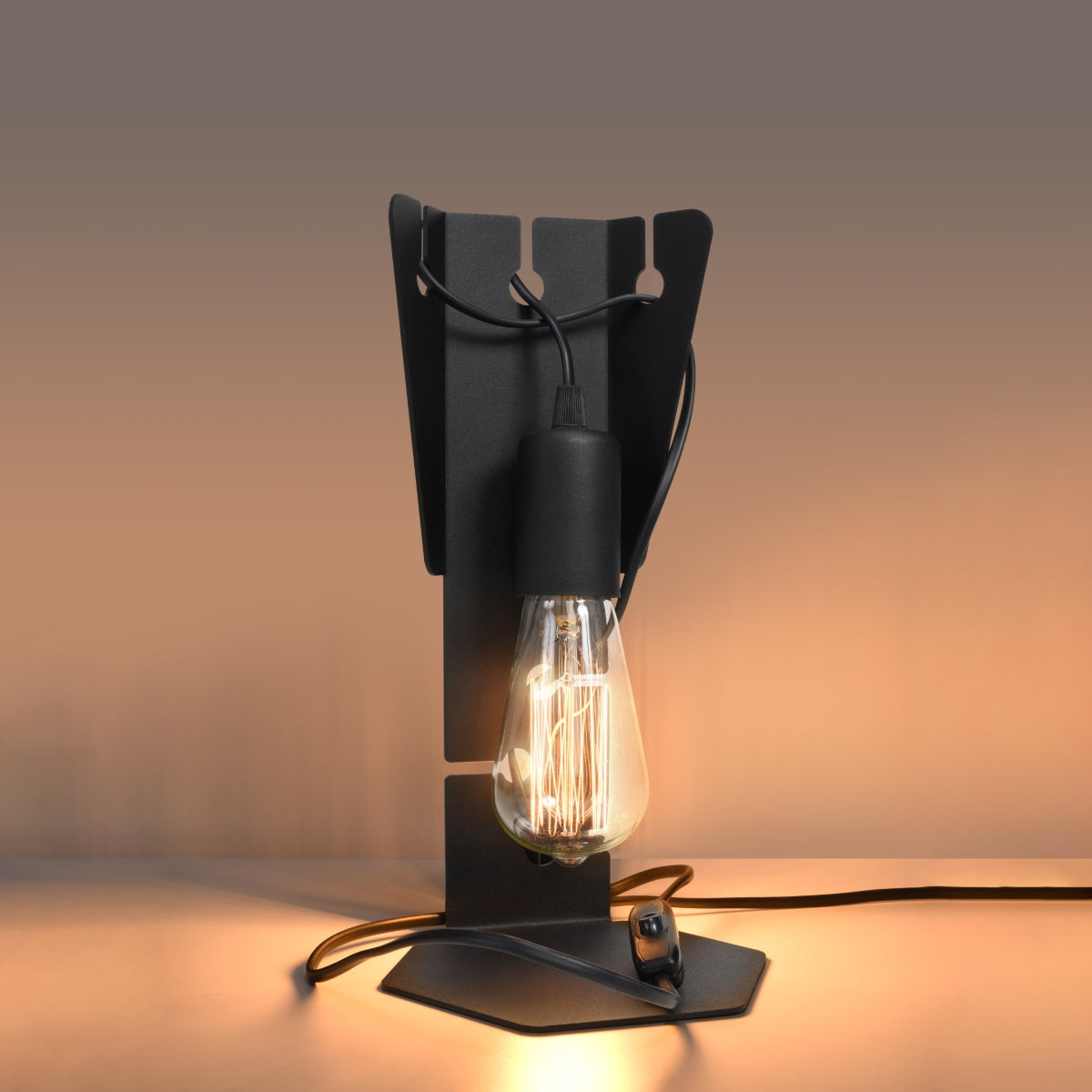 Mirela - Tischlampe schwarz mit Notiz- & Stifthalter