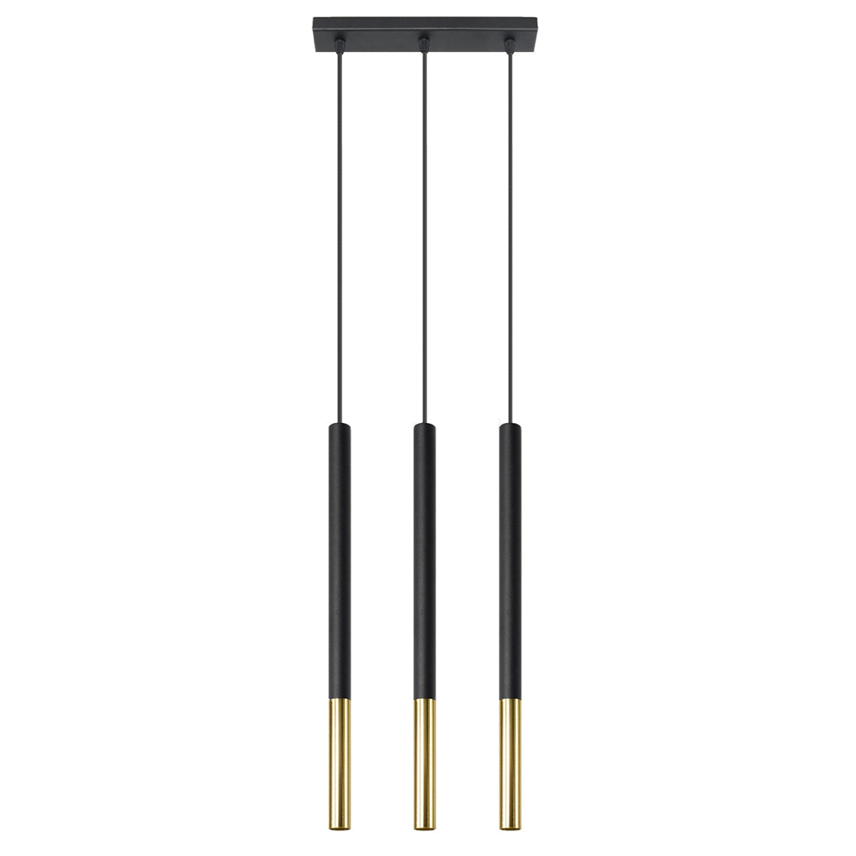 Stella - Dreiflammige Pendelleuchte, schwarz/gold, 90 cm,