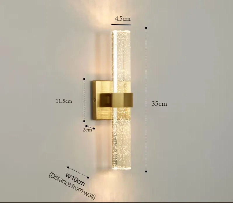 Wallix - Goldene LED-Wandleuchte mit Kristallblasen