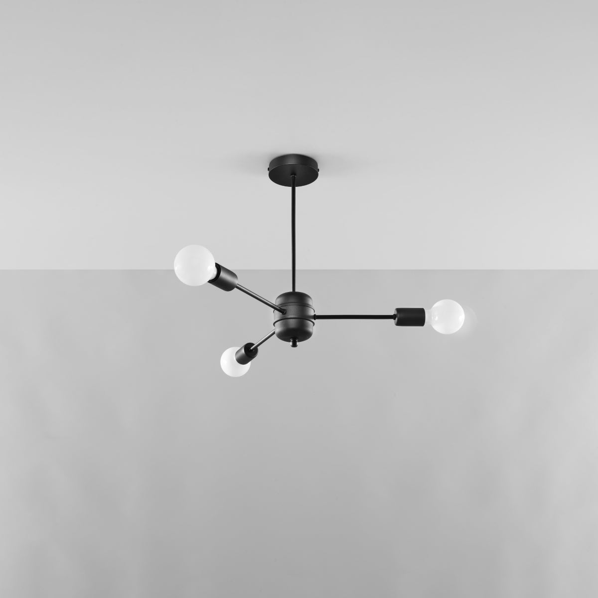 Vortex - Industrieller Kronleuchter, schwarz, 3-flammig