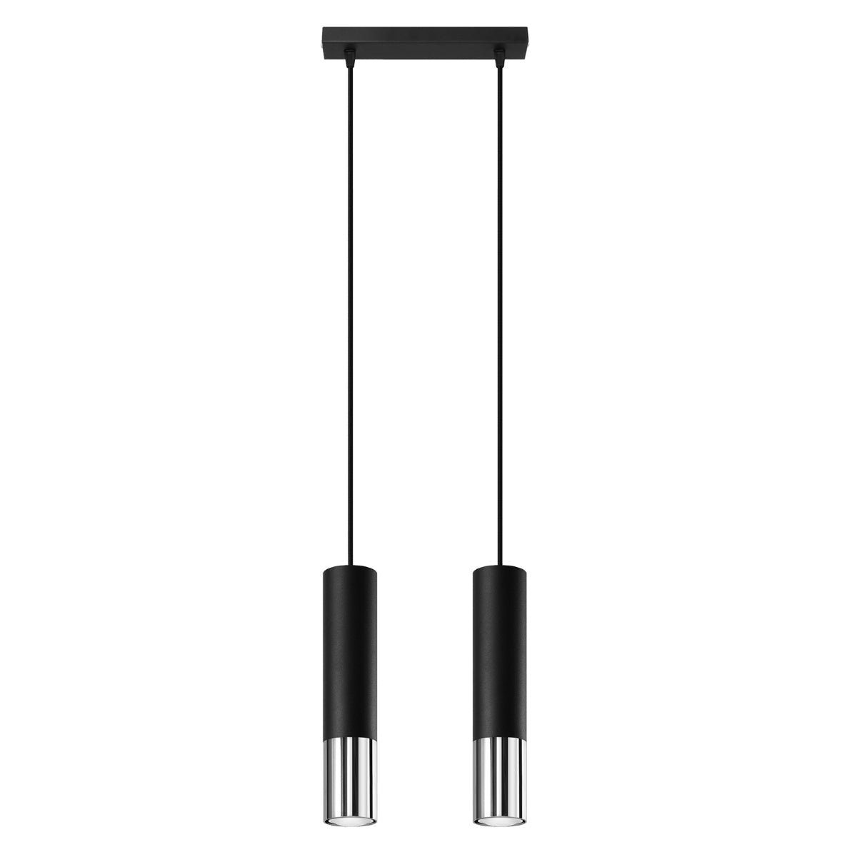 Celira - 2-flammige Pendelleuchte, Schwarz/Chrom