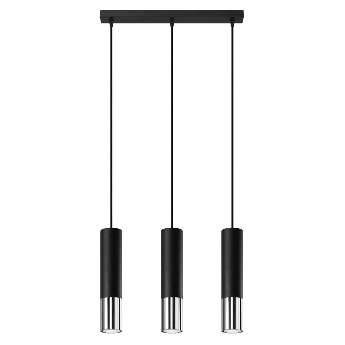 GU10 - 3-flammige Pendelleuchte, Stahl, Schwarz/Chrom