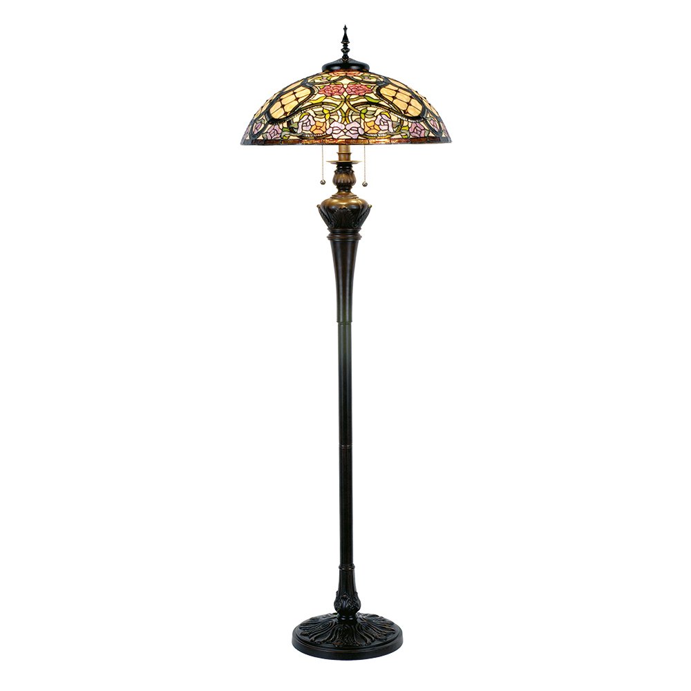 Lumi - Lampe - Tiffany-Stehlampe Beige/Rosa 150 cm
