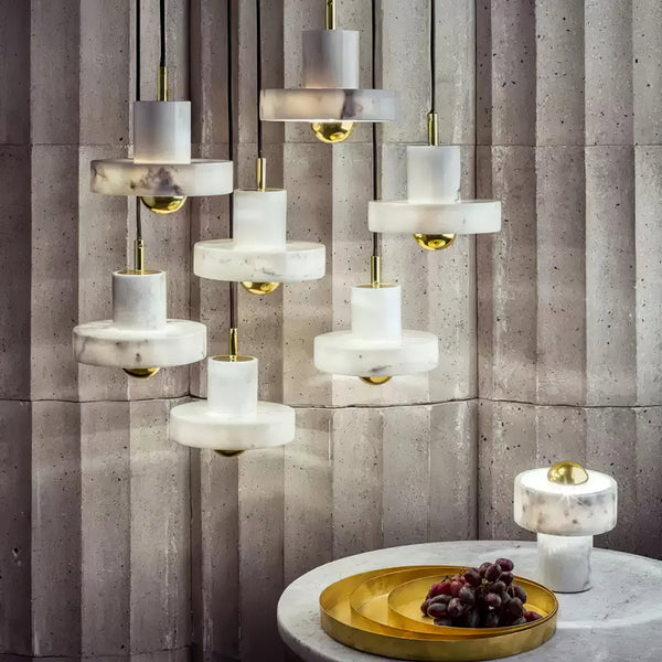 Marble - Pendelleuchte Marble Aura aus Marmor und Metall