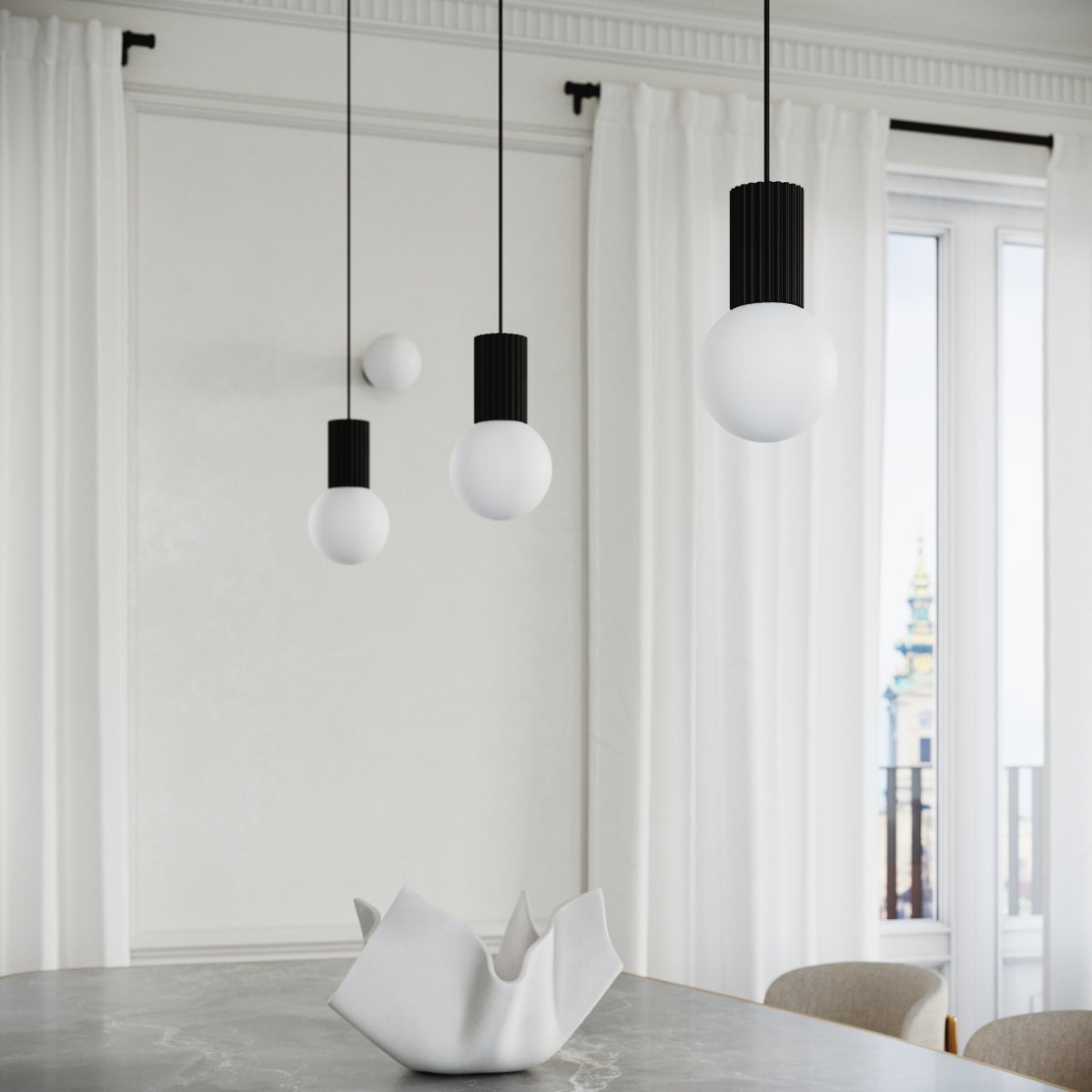 Claria - Schwarze Pendelleuchte mit 3 Leuchtmitteln