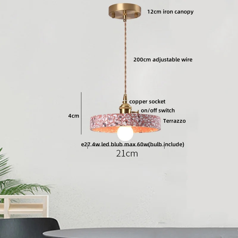 Zenita - Terrazzo-Pendelleuchte mit Kupferfassung