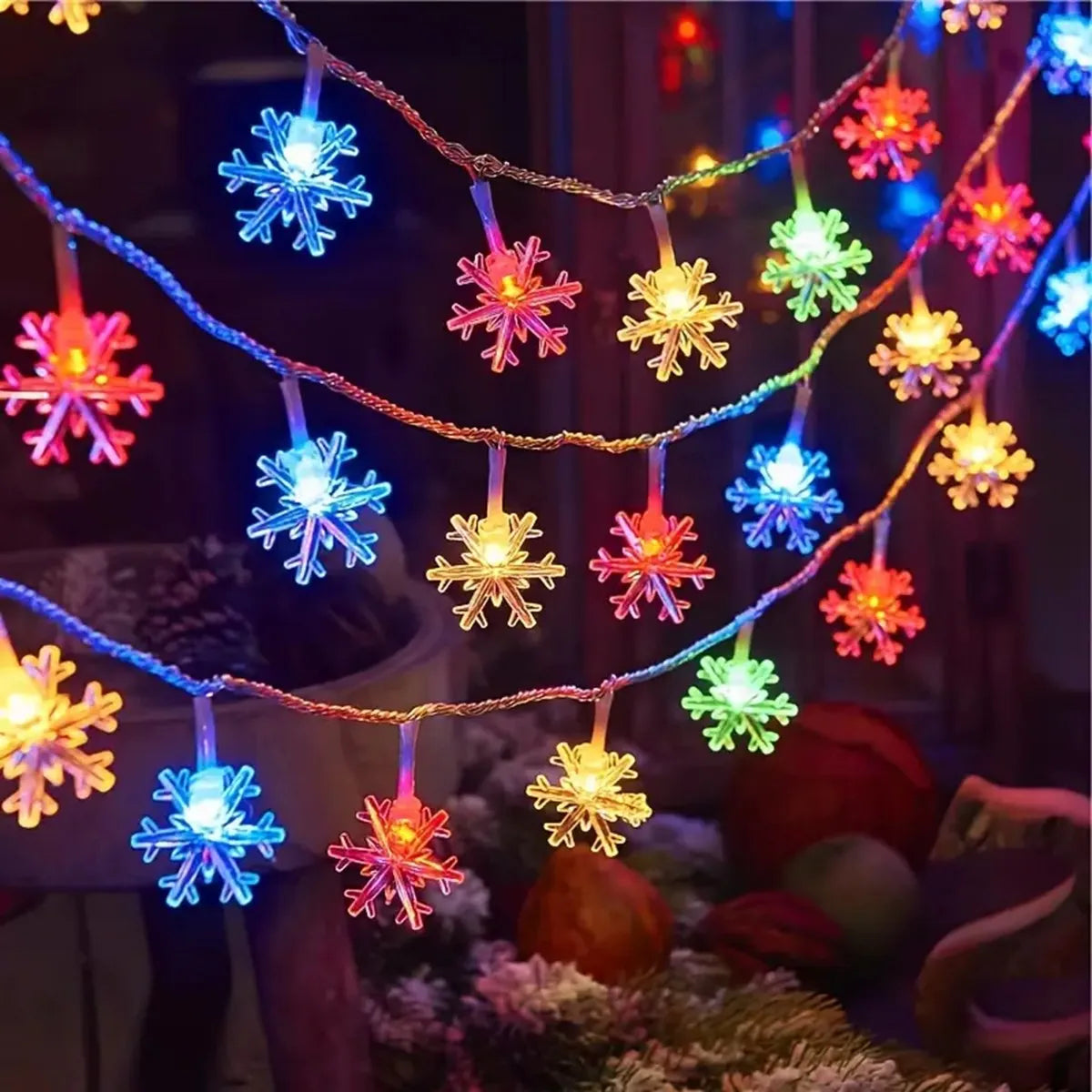 Feeria - LED-Schneeflocken-Lichterkette, batteriebetrieben