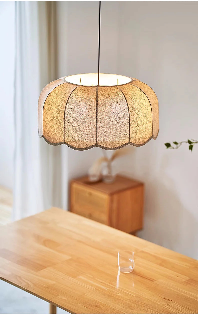 Wabi - Sabi Leinen-LED-Pendelleuchte mit E27-Fassung