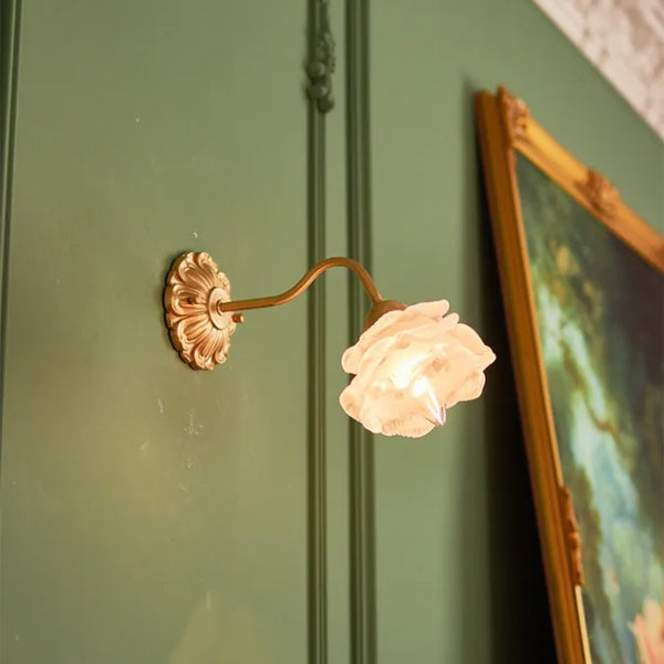 Wallix - Vintage-Wandleuchte aus Kupfer mit Glasblüte