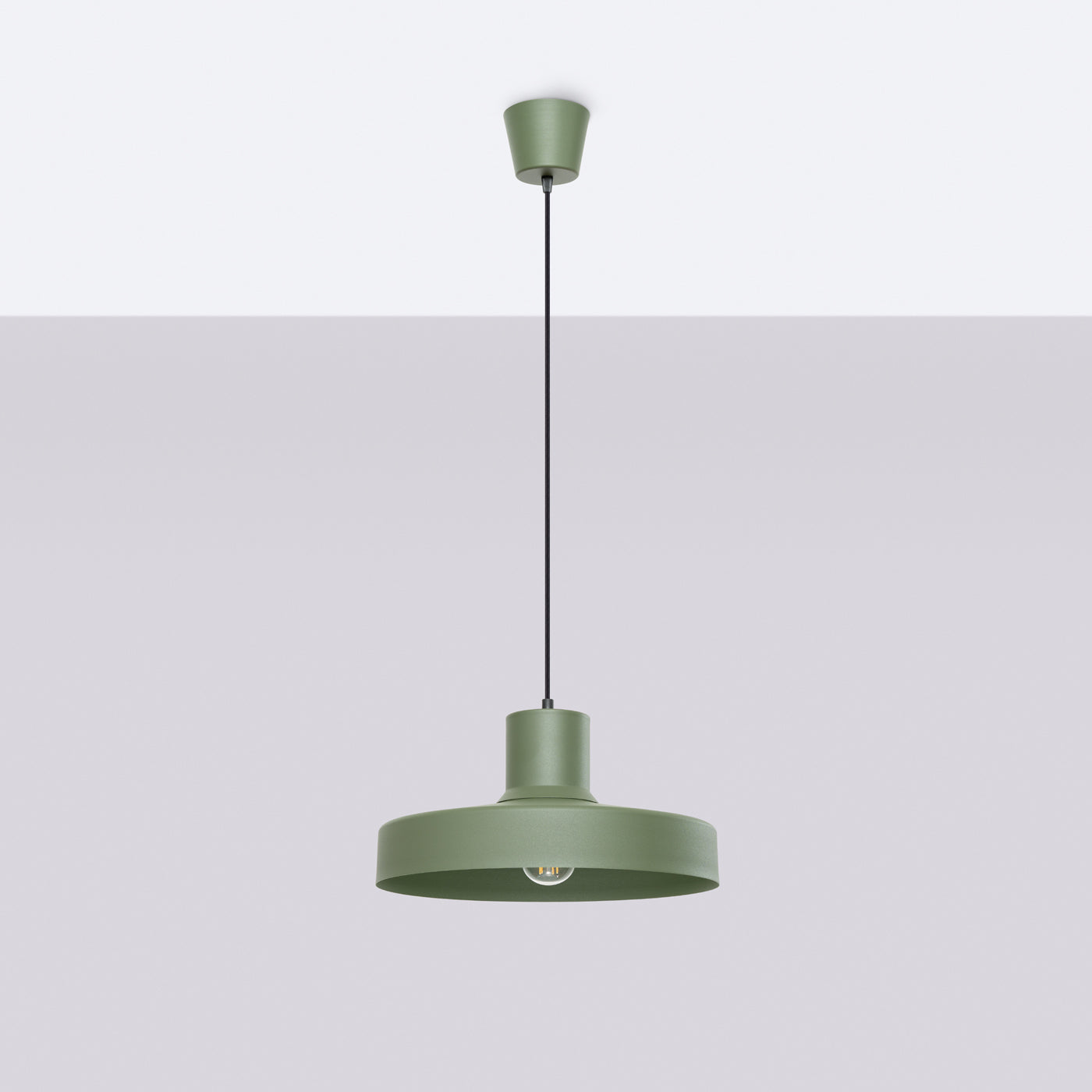 Olivgrüne - Pendelleuchte, 35 cm, Retro-Stil