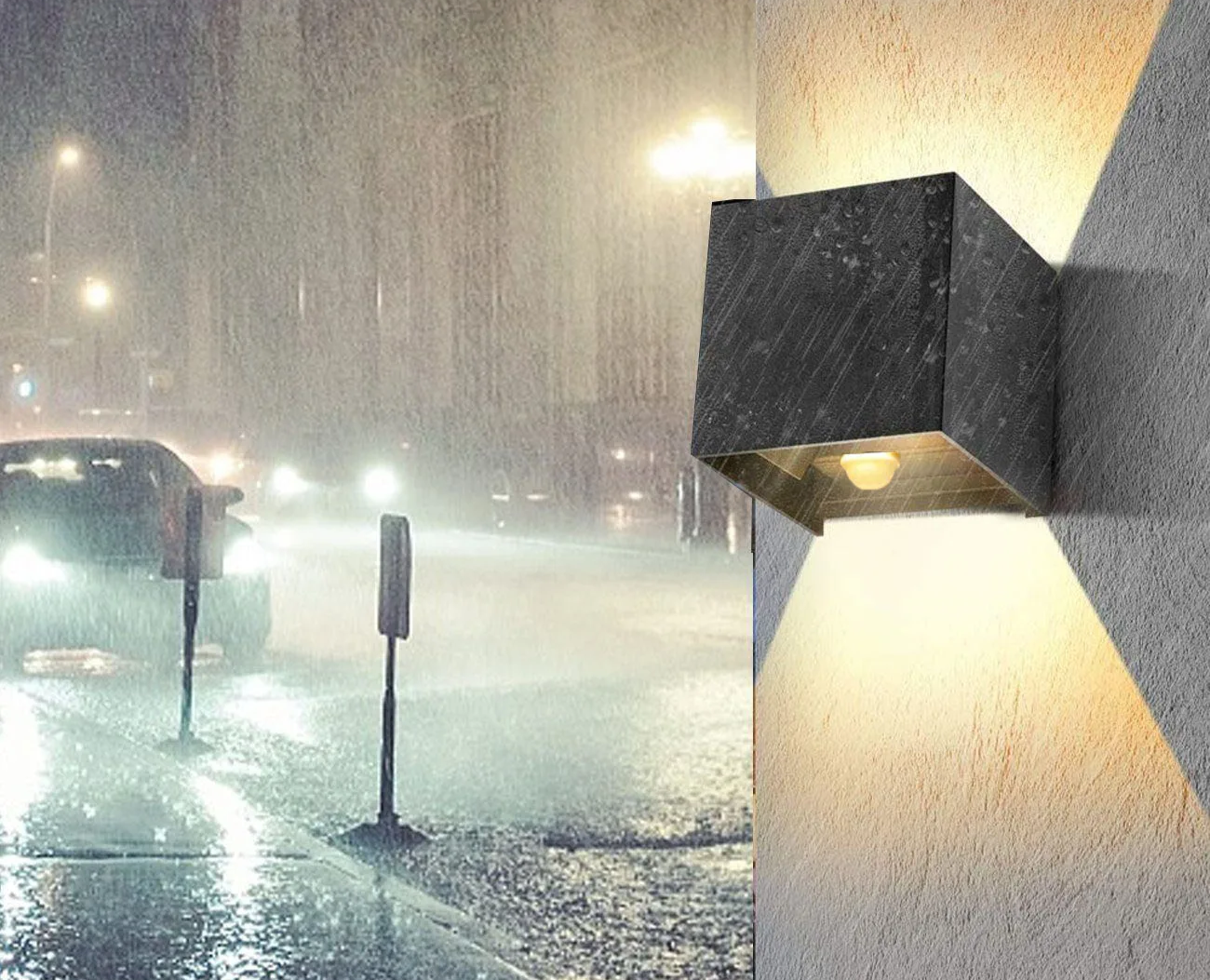 Rustica - LED-Wandleuchten-Set, 4er-Set, Schwarz