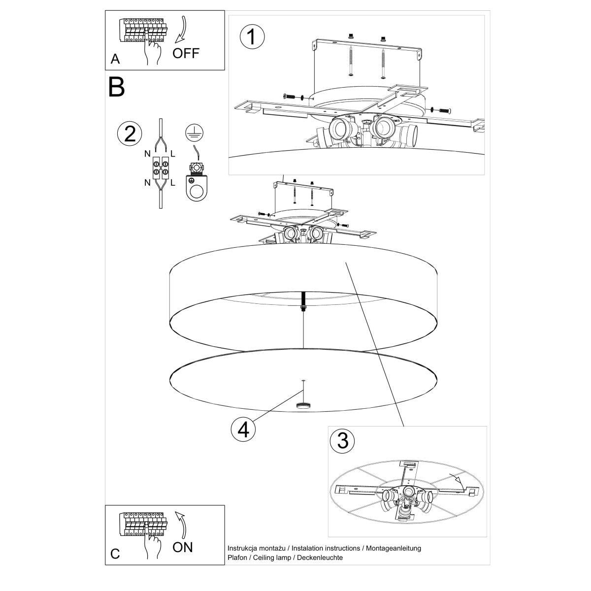 Skala - Deckenleuchte Weiß 80 cm