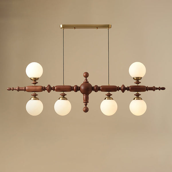 Cambridge - LED-Kronleuchter aus Holz mit Glaskugeln