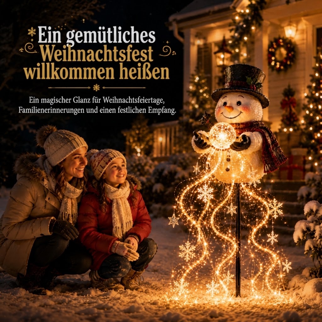 SnowCascade - Solar-Schneemann-Gartenleuchte mit Kaskadeneffekt