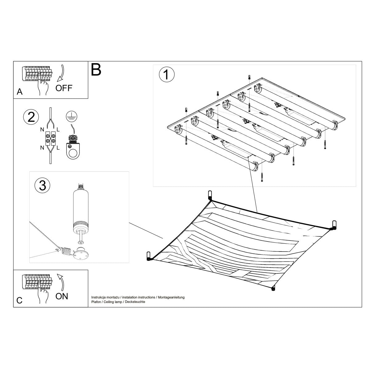 Lightinup - SRL - LUNA 4 Deckenleuchte, weiß, 140 x 140 cm