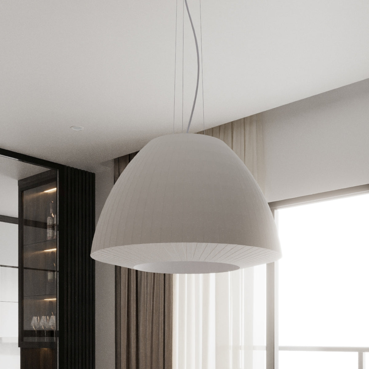 Polara - Kronleuchter weiß 60 cm mit handgefaltetem Schirm