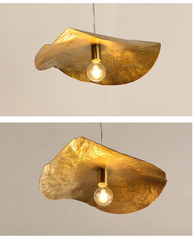 Polara - Kupfer-Pendelleuchte im Lotusblatt-Design
