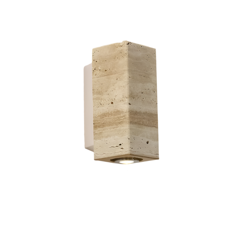 Murano - Wandleuchte aus Naturstein mit Holzrückwand