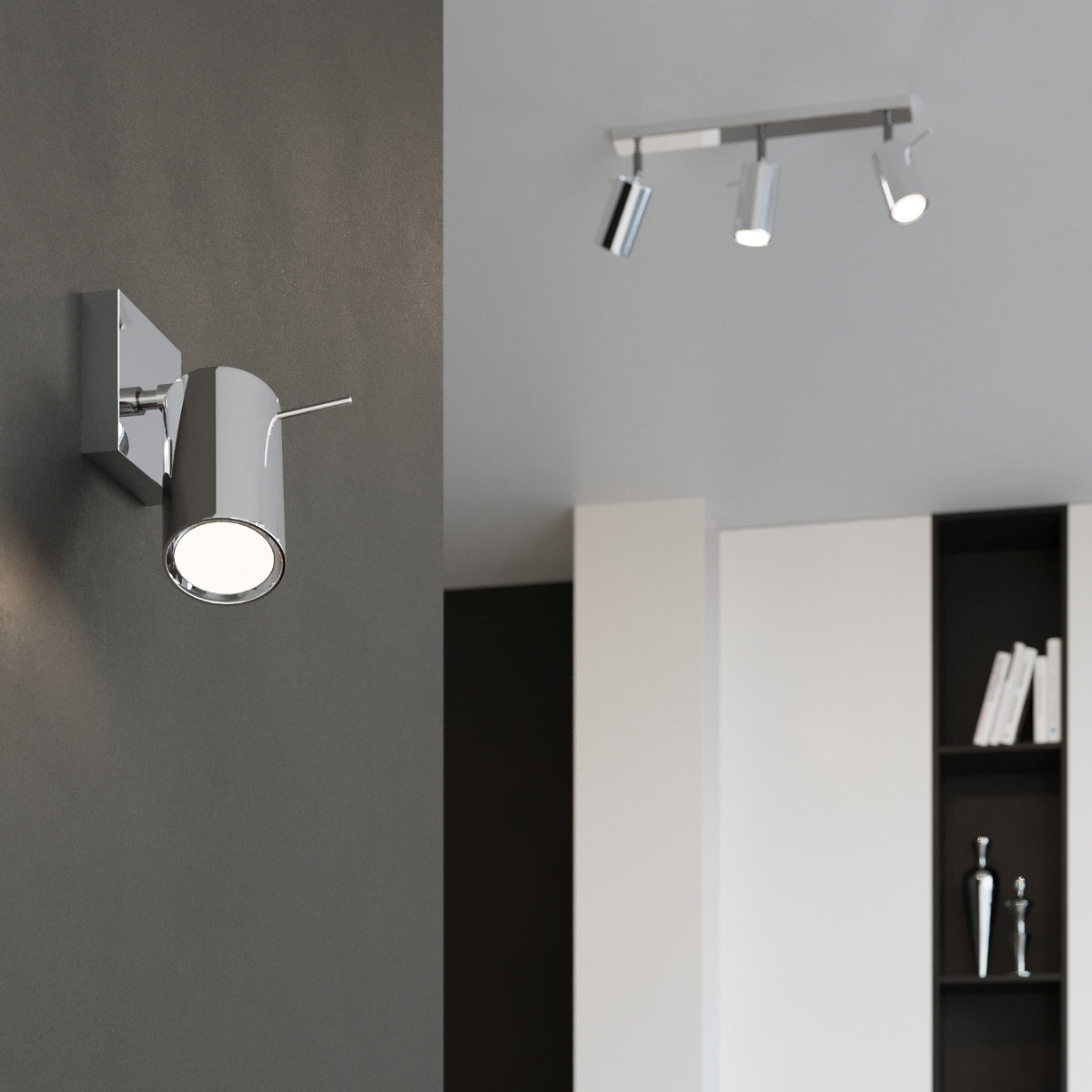 RING - Wandleuchte, Chrom, mit verstellbarem Arm