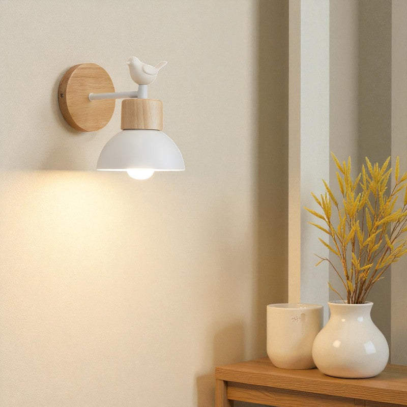 Wandleuchte mit Vogel-Design und gebogenem Ständer