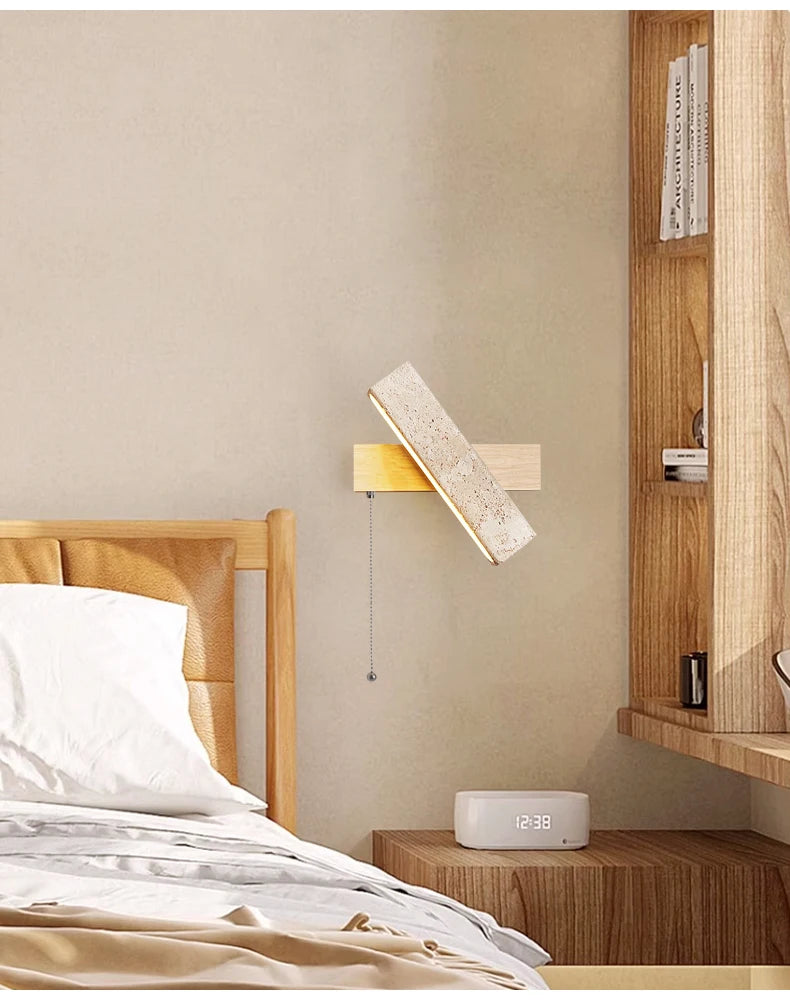 Travertin - Wandlampe dimmbar LED mit Zugschalter