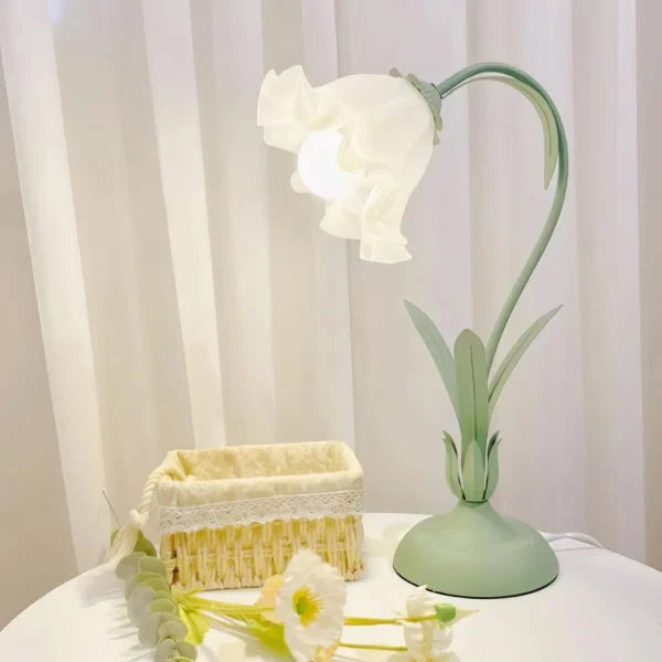 Quelix - Vintage-Tischleuchte mit Blumenmuster, verstellbar