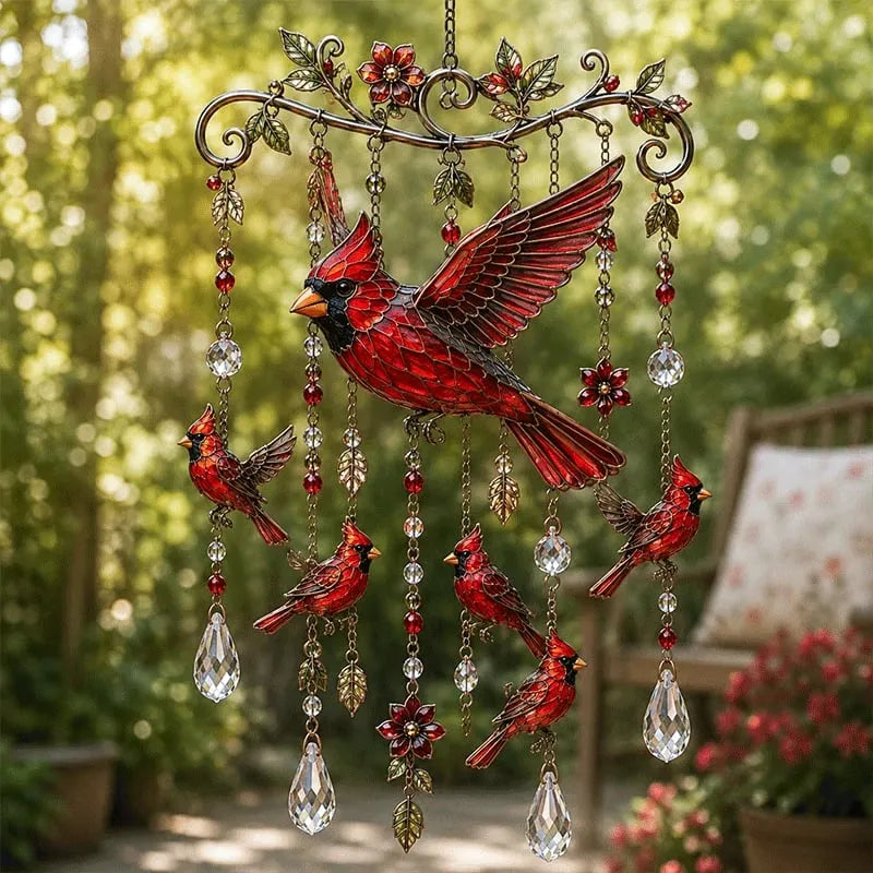 Sunfeather – Sonnenfänger und Windspiel mit Vogelmotiven und Kristalldetails