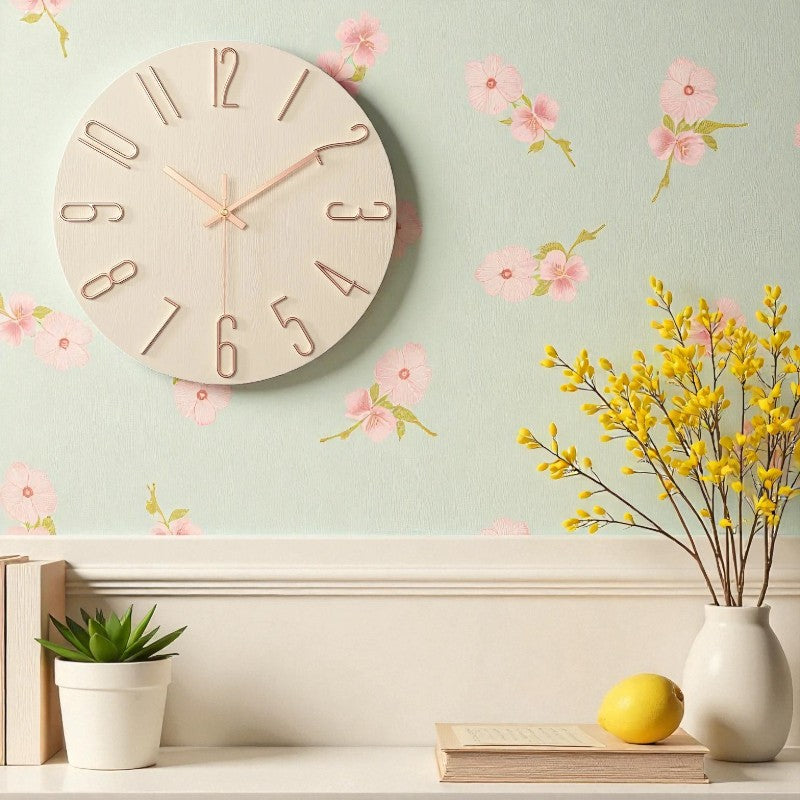 Rahmenlose Wanduhr aus Holz für moderne und geräuschlose Einrichtung