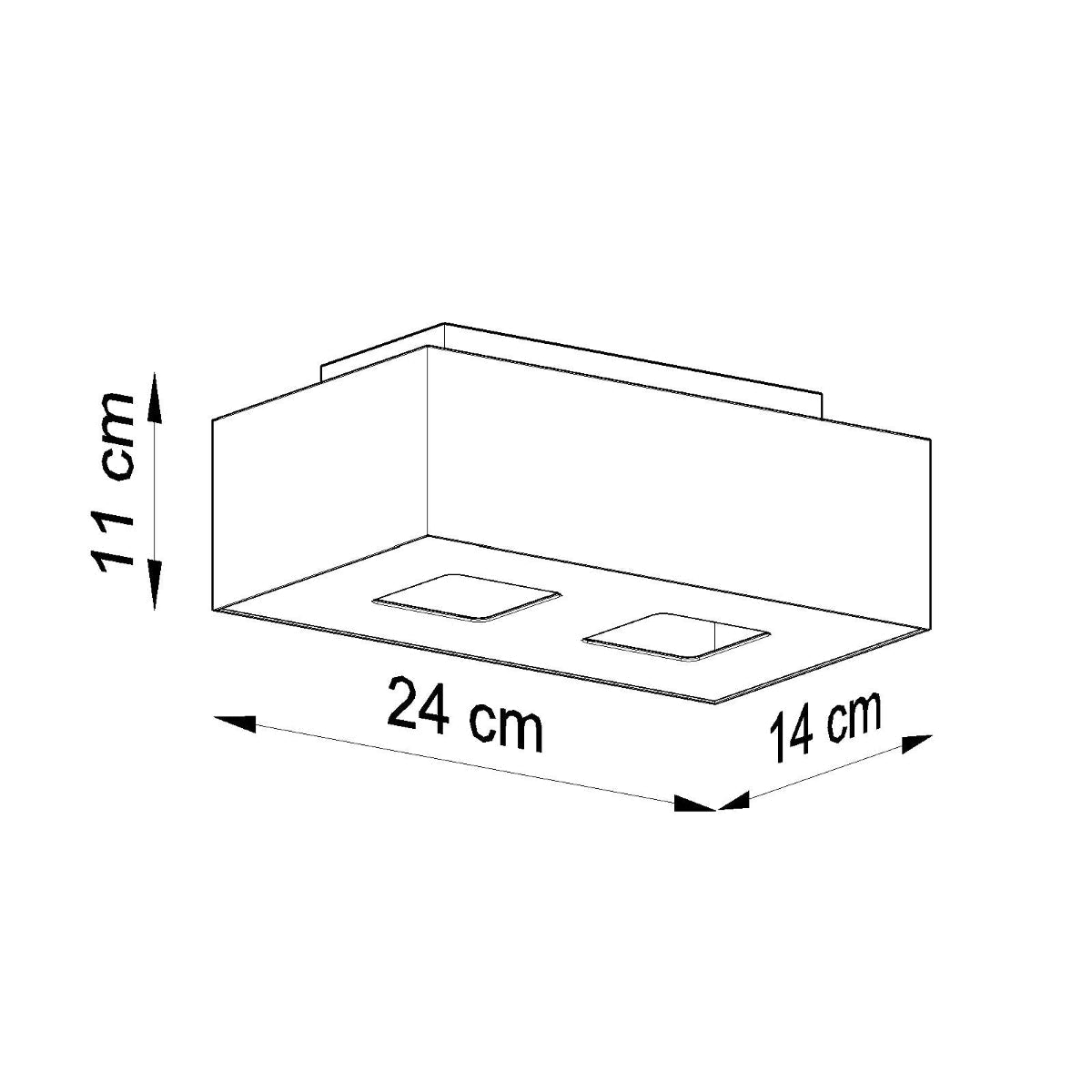 Mono - 2 Deckenleuchte, schwarz, aus Stahl, 24 × 14 cm