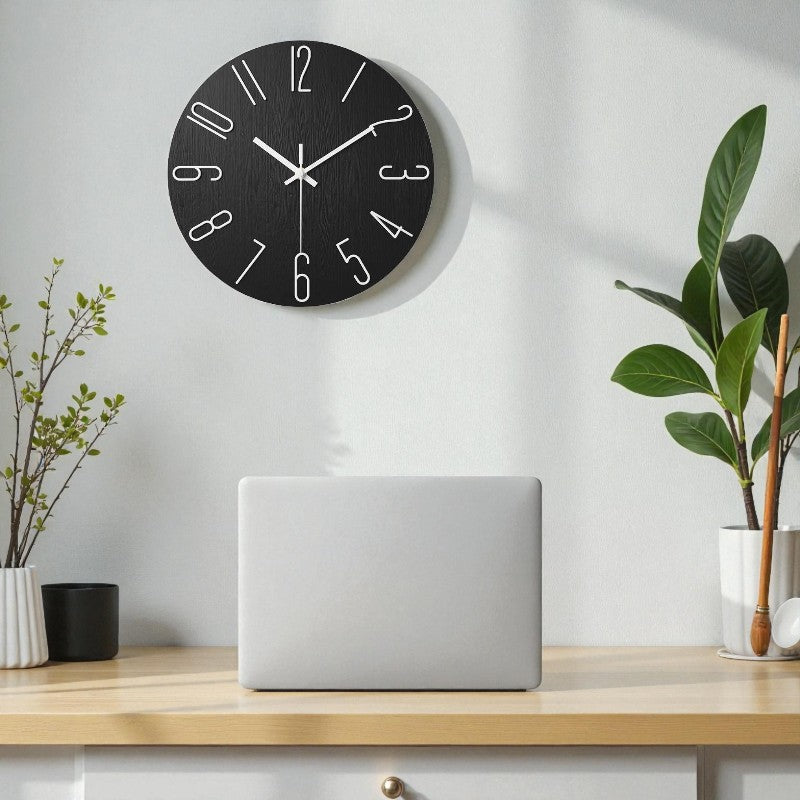 Rahmenlose Wanduhr aus Holz für moderne und geräuschlose Einrichtung