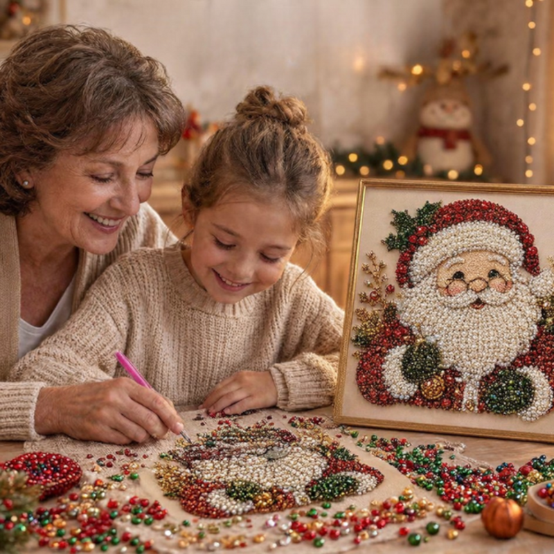 Perlevika – Gerahmtes Weihnachts-Diamantmalerei-Set