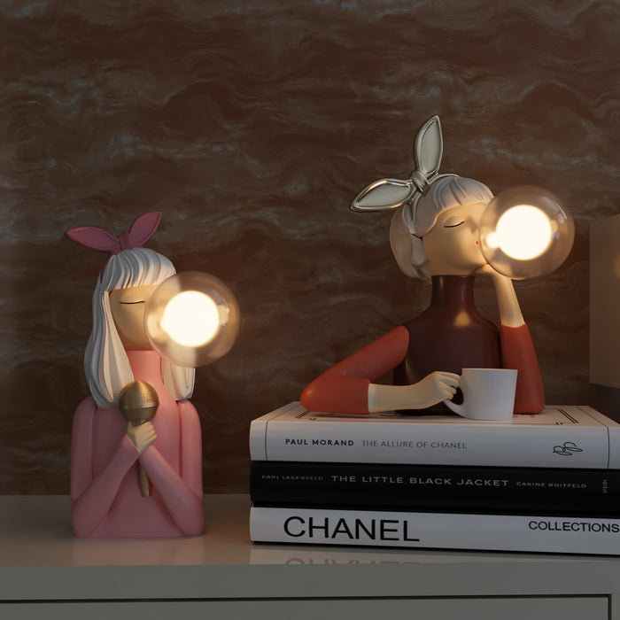 Lino - Tischlampe Holz & Glas mit LED Beleuchtung