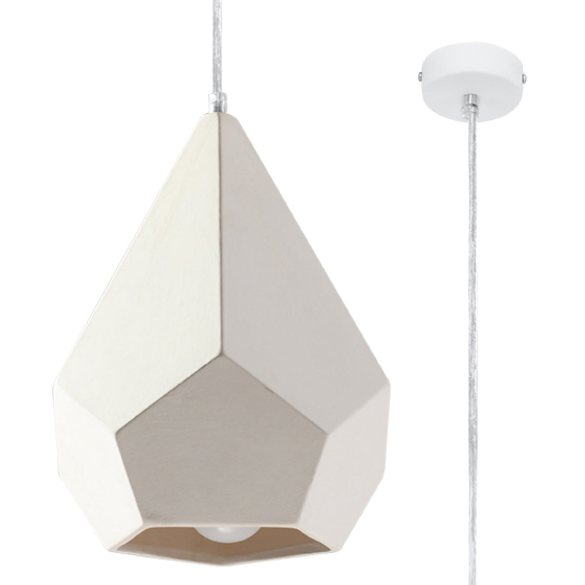 Halona - Keramik-Pendelleuchte, weiß, 25 cm, geometrisches