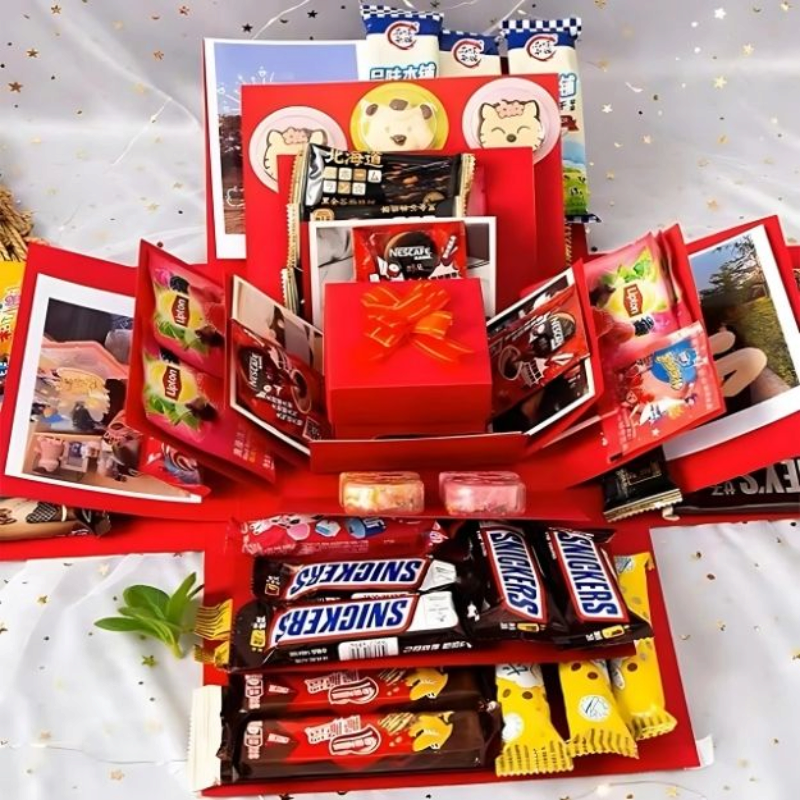 ErinnerungsFalt - Explodierende Geschenkbox mit mehreren Schichten und Fächern