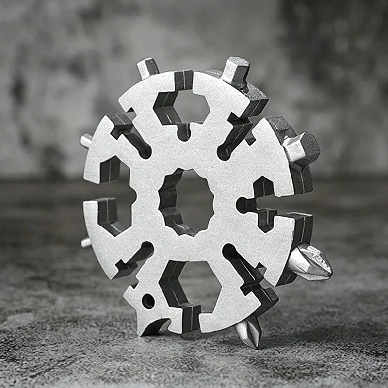 FrostWrench - 18-in-1 Schneeflocken-Multitool-Schlüssel mit Sechskant- und Achteckfunktionen