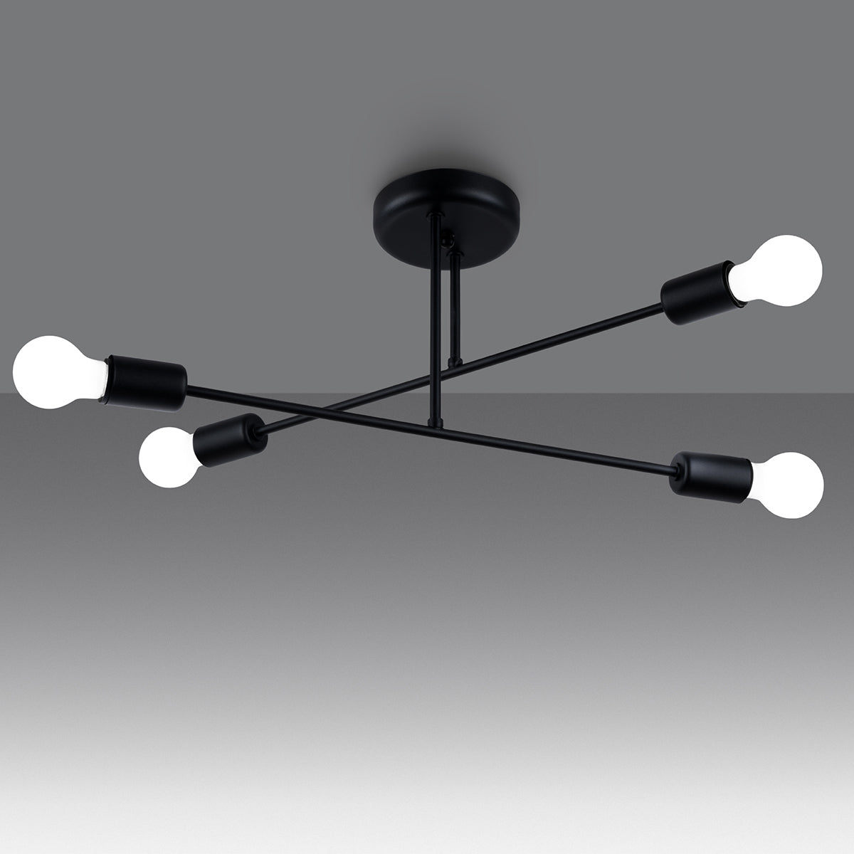 Minimalistischer - schwarzer Kronleuchter mit 4 Leuchten