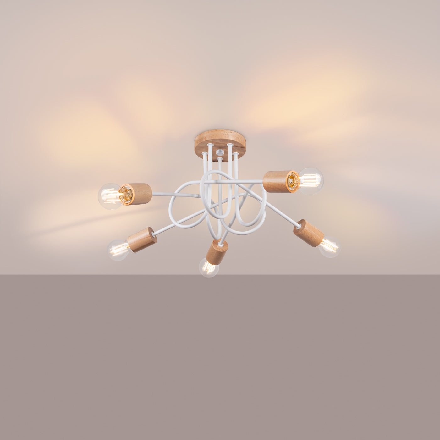 Lumio - Weißer 5-flammiger Kronleuchter mit E27-Fassungen