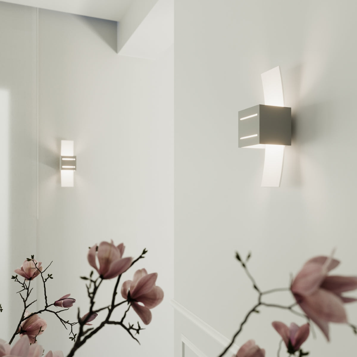LORETO - Wandleuchte, graues Aluminium/mattiertes Glas