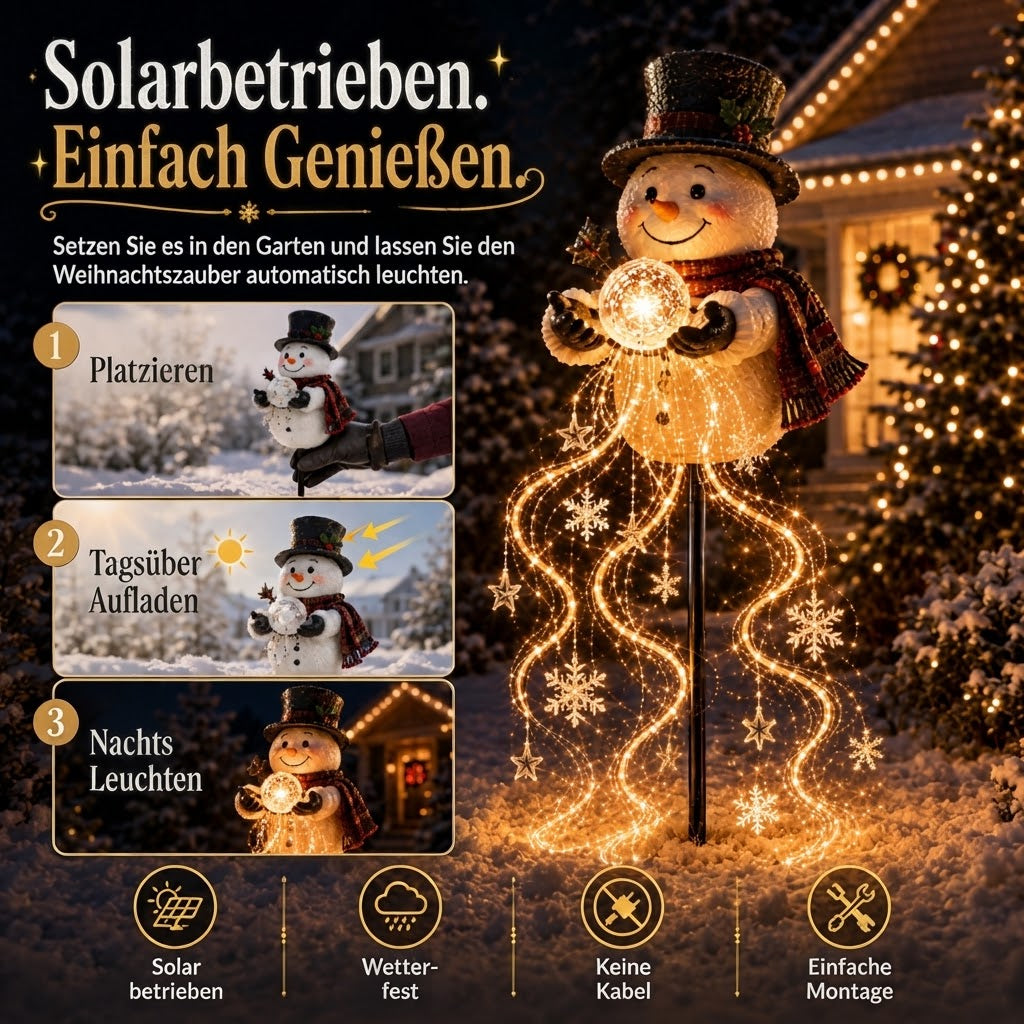 SnowCascade - Solar-Schneemann-Gartenleuchte mit Kaskadeneffekt
