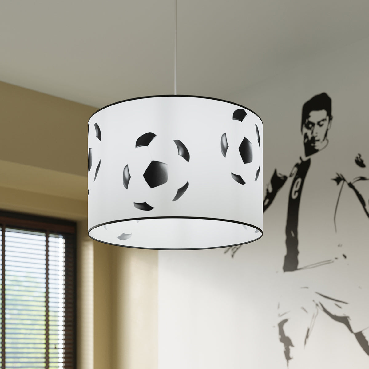 Plafona - Fußball-Hängeleuchte 40 cm weiß/schwarz