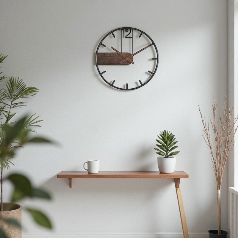 Moderne runde Wanduhr mit stillem Quarzwerk für eine störungsfreie Umgebung