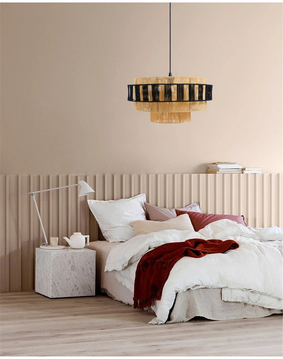 Rattan - Candy Pendelleuchte aus Hanfseil