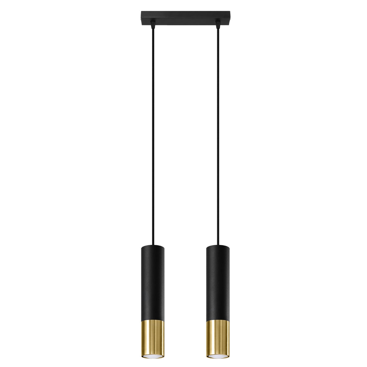 Lumio - Zweiflammige Pendelleuchte, schwarz/gold, aus Stahl