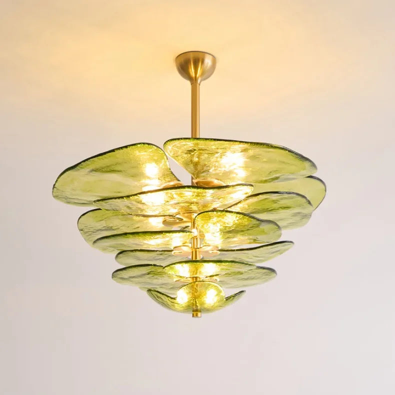 Claria - Lotusblatt-Kronleuchter aus Glas
