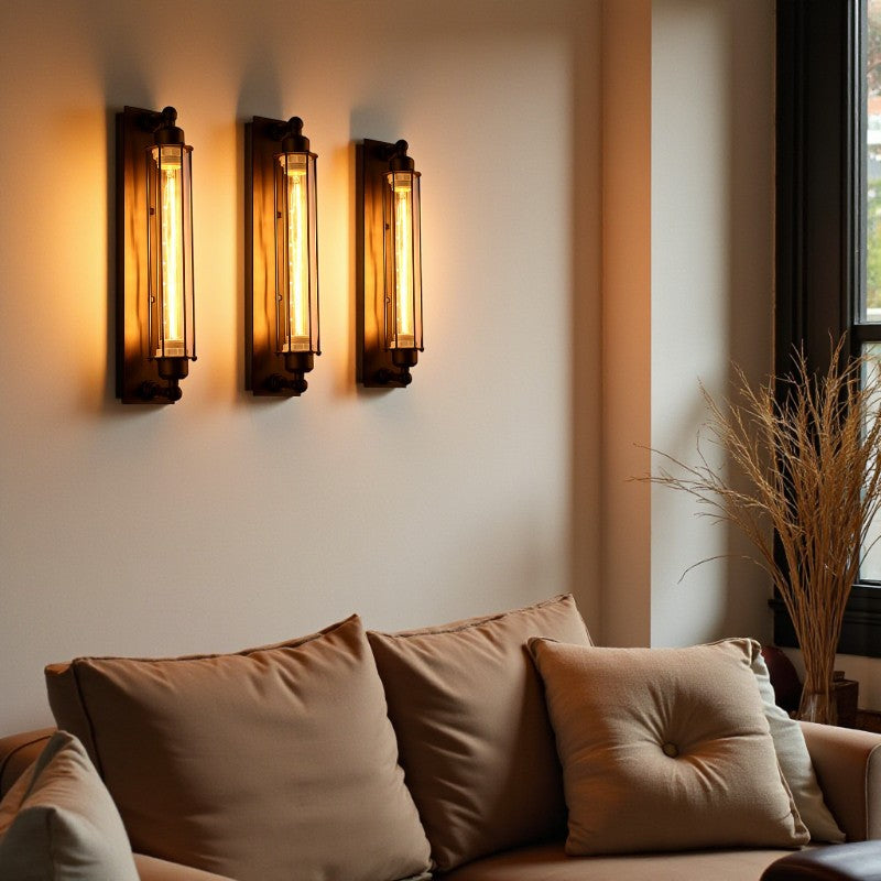 Industrielle Wandleuchte mit langer Stift Glühbirne für Ambiente und Arbeitsbeleuchtung