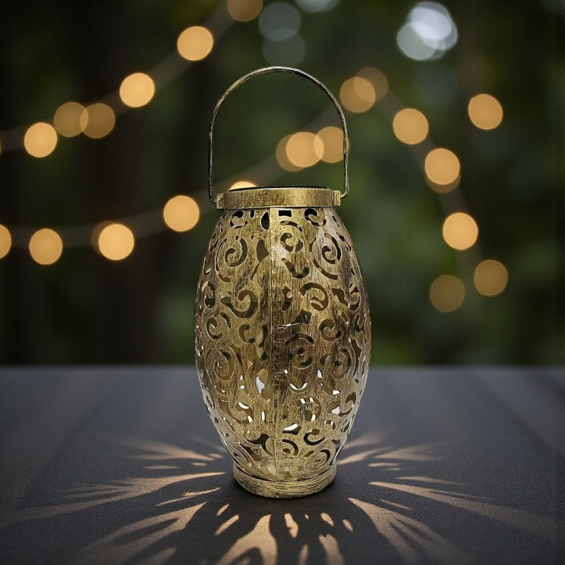 Stilvolle Solar-Laterne mit warmem LED-Licht für Außen- und Innendekor